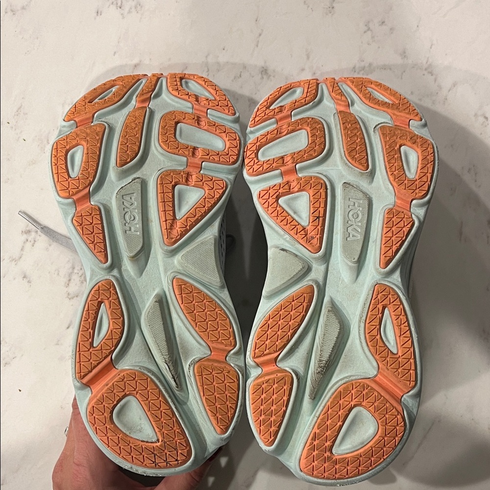 Hoka Women's Light Gray and Mint Athletic Shoes - Picture 6 of 6
